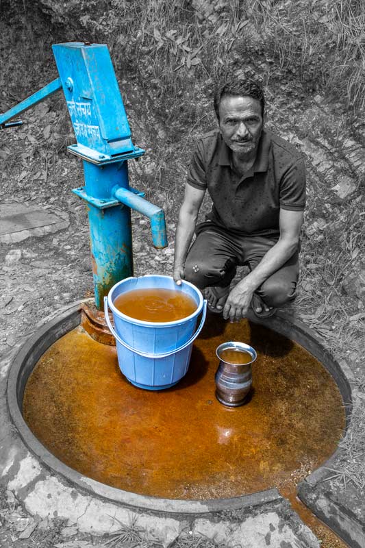 Impediments to enjoyment of Human Right to Water: 'Accessibility' Norm - A public handpump producing non-potable water in a rural habitation in Nainital district, Uttarakhand